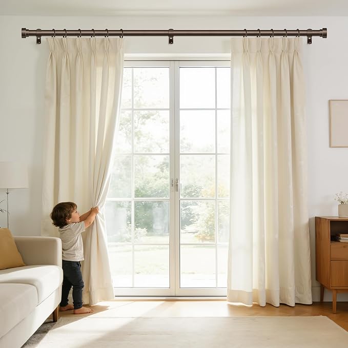 HEI! DEAR Bronze Curtain Rods 18 to 60 Inch(1.5-5ft),1 Inch Heavy Duty Curtain Rods,Adjustable Curtain Rod Set,Modern Decorative Drapery Rods,Telescoping Window Curtains Rods 18-60",Antique Bronze