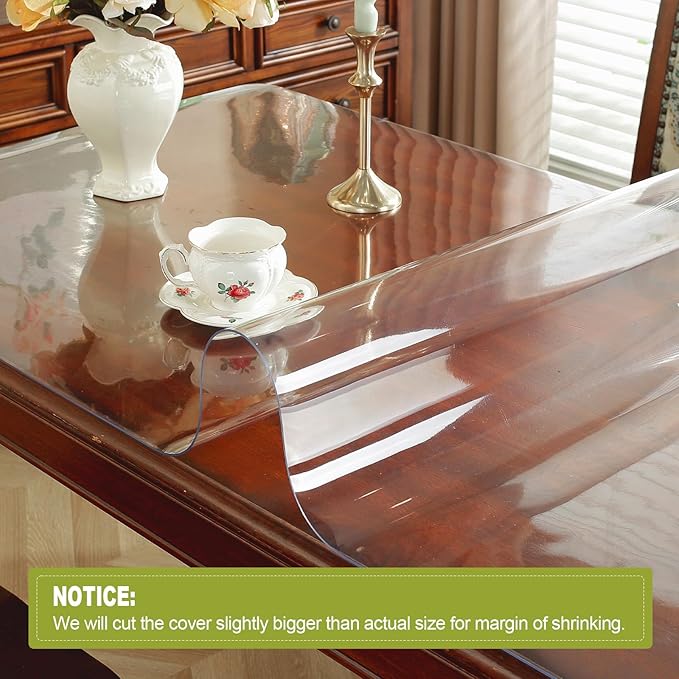 OstepDecor Clear Table Protector 20 x 54 Inch, 2mm Thick Plastic Table Cover, Waterproof PVC Clear Table Cover Protector, Desk Protector Mat, Writing Desk Pad for Desktop, Coffee & Dining Room Table