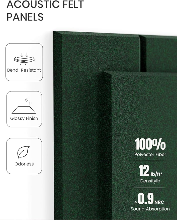 Fluxynara Large Felt Bulletin Board 36"x24" Cork Board Alternative - 6 Pack with 32 Safe Removable Adhesive Tabs, Cork Boards for Walls Cork Board for Home Office Classroom Pin Board- Pine Green