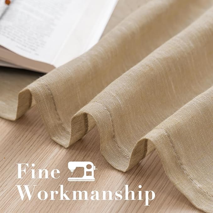 H.VERSAILTEX Linen Curtains Flax Linen Blended Curtain Panels for Living Room/Bedroom Semi Sheer Privacy Curtains 108 inch Length 2 Panels Set Nickel Grommet Window Drapes (52 by 108 Inch, Taffy)