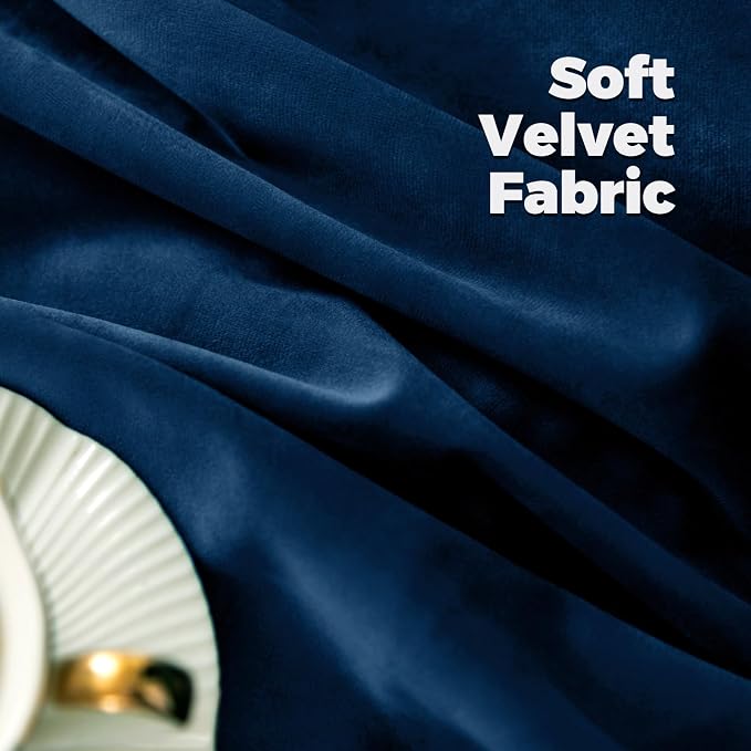 BGment Dark Blue Blackout Velvet Curtains for Bedroom, Thermal Insulated Noise Reducing Room Darkening Super Soft Window Curtains with Back Tab and Rod Pocket for Living Room, 2 Panels, 52 x 72 Inch