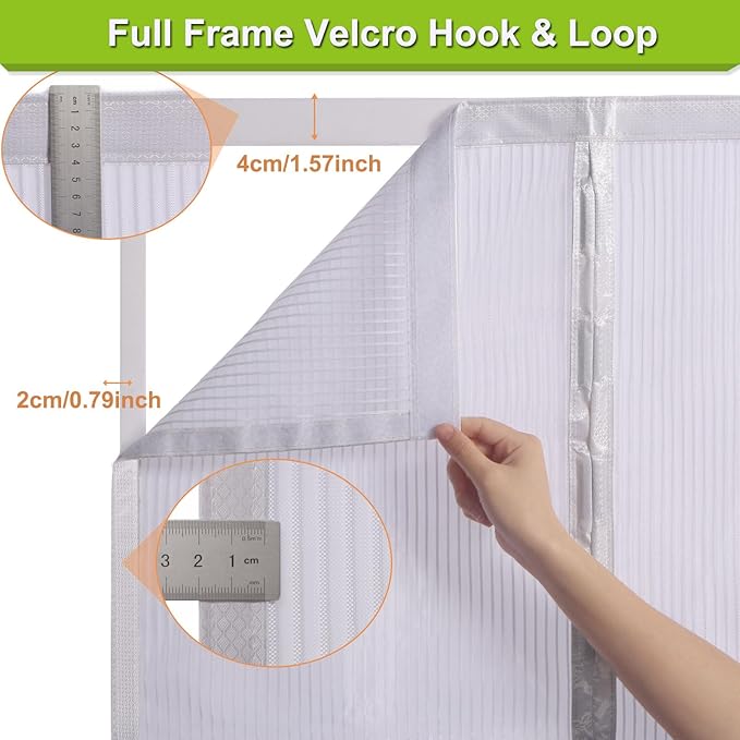 Risareyi Magnetic Screen Door Heavy Duty, Front Door Screen Magnetic Closure Thicken Tear-Resistant Mesh Keep Bugs Out, White - Net Curtain Itself Size 66" x 80"