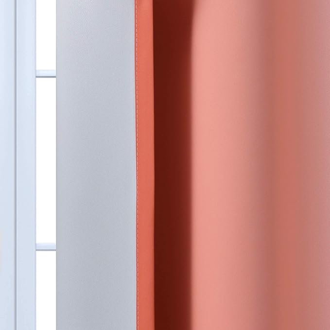 Yakamok Ombre Curtains Coral and Greyish White for Living Room,52Wx84L | Room Darkening Curtains 84,Thermal Insulated Gradient Color Drape,Light Blocking Grommet Window Curtains for Bedroom,2 Panels