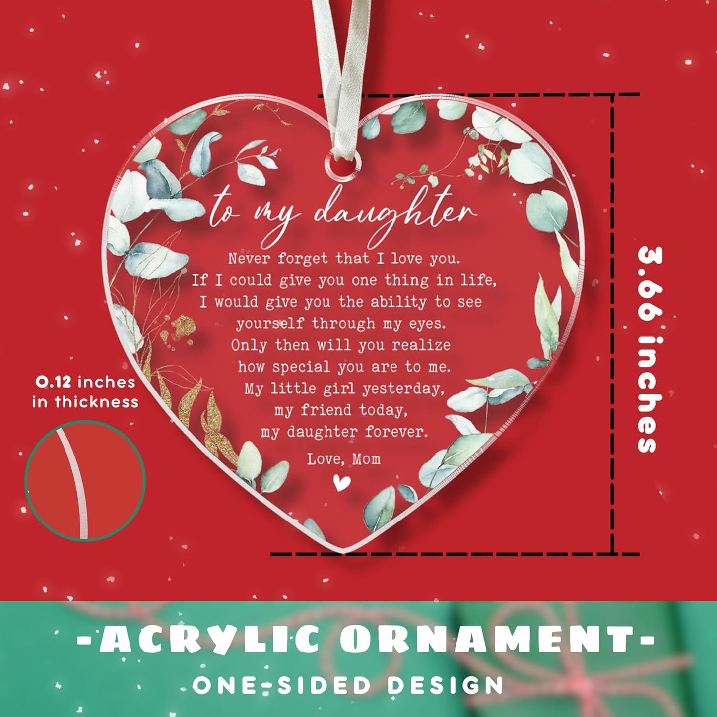 Daughter Christmas Ornaments 2025 - Daughter Christmas Ornaments - Gifts for Daughters from Mom - Acrylic Ornament 2025