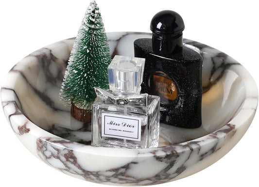 Decorative Bowl for Home Decor – Marble Fruit Bowl, Key Holder Tray with Marble Finish, Entryway Table Organizer, Kitchen Countertop & Coffee Table Centerpiece