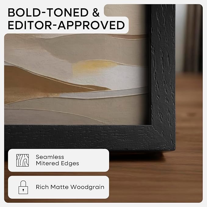 Homeforia Black Wood Frame 20x24, High End Oak 20x24 Wooden Picture Frames with Mat 16x20 Photo, 20 x 24 Poster Frame Matted to 16 by 20 Print, 24x20 Hanging Frames, Tempered Glass, Wall Kit, Set of 3