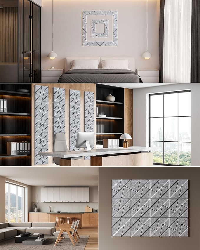 22-Pack Acoustic Panels,12"x12"x0.4" Soundproof Wall Panels, Peel & Stick Sound Proof Foam Panels for Walls, Geometric Noise Reduction Panels for Home Office,Studio (Sliver Gray)