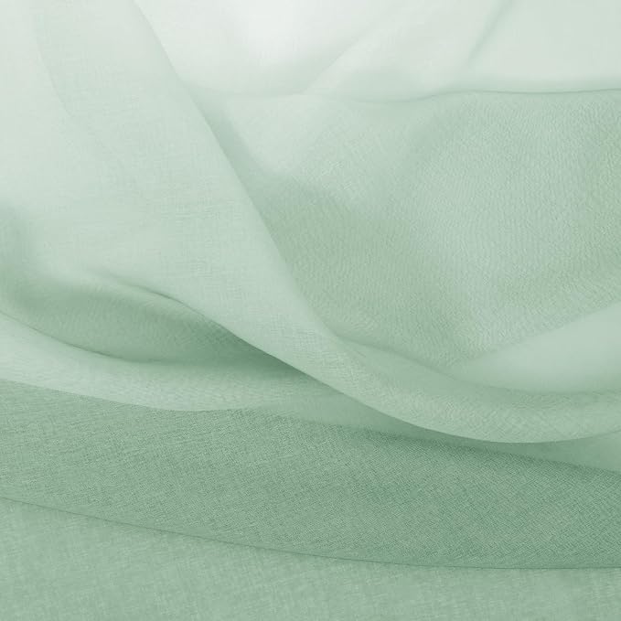 DWCN Ombre Faux Linen Sheer Curtains - Extra Wide Gradient Semi Voile Grommet Top Bedroom and Living Room Curtains, 60 x 63 Inches Long, Set of 2 Window Curtain Panels, Sage Green