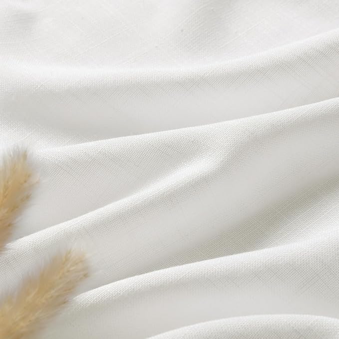 Nanspring Off White Semi Sheer Linen Curtains 78 inch Length for Living Room Back Tab Rod Pocket Modern Farmhouse Coastal Decor Off White Cotton Textured Gauze Curtains for Dining Room Office 52x78