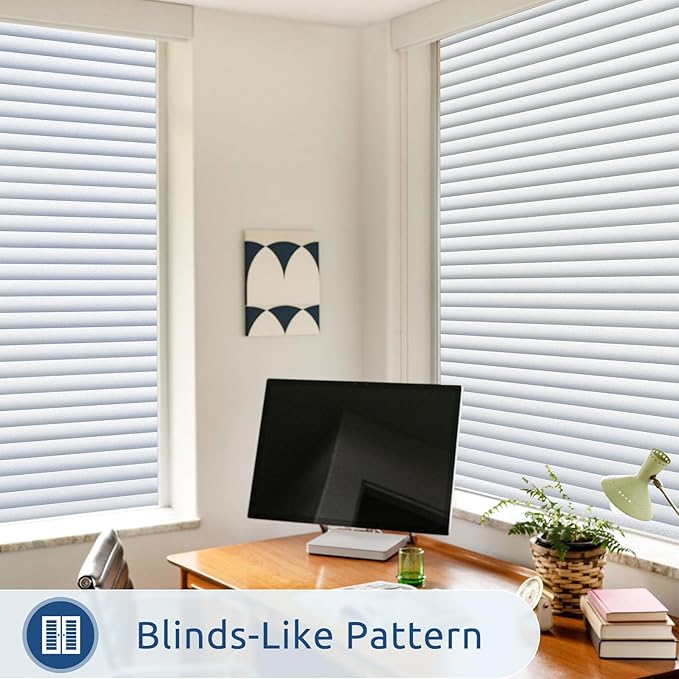 rabbitgoo Window Privacy Film Frosted Glass Film for Bathroom, Non Adhesive Static Cling Removable Window Sticker for Glass Door, Anti-UV Opaque Coverings, Blinds Pattern 0.79" Wide, 23.6" x 78.7"