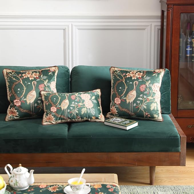 ISAENNE Designer French Velvet Throw Pillow Cover,Set of 2,20"x12"-Mitchell | Pillow Cover,Concealed Zipper Design,Dragonfly Pattern,Sofas,Bedroom,Living Room,Lounge Chairs,All Season Home Decor