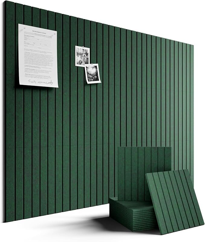 Fluxynara Large Felt Bulletin Board 48" x 36" Cork Board Alternative-12 Pack with 64 Safe Removable Adhesive Tabs, Cork Boards for Walls Cork Board for Home Office Classroom Pin Board- Pine Green