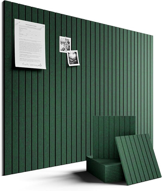 Fluxynara Large Felt Bulletin Board 48" x 36" Cork Board Alternative-12 Pack with 64 Safe Removable Adhesive Tabs, Cork Boards for Walls Cork Board for Home Office Classroom Pin Board- Pine Green