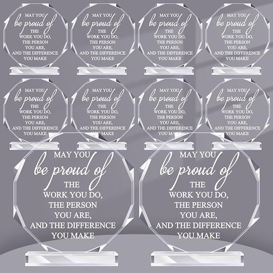 Bucherry 10 Pcs Employee Appreciation Awards for Coworker Acrylic Thank You Trophy May You Be Proud of The Work You Do Sign Prizes Retirement Goodbye Farewell Gift for Women Men(Octagon)