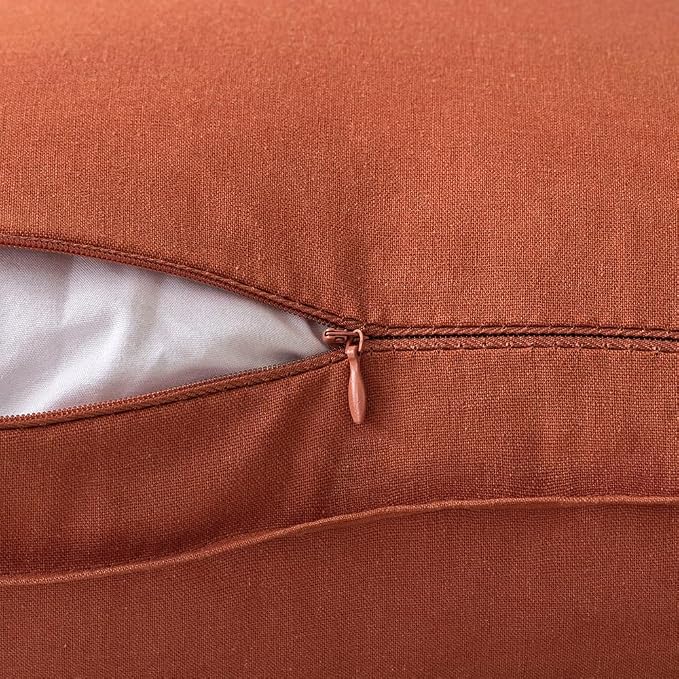MIULEE Pack of 2 Decorative Linen Pillow Covers 20x20 Inch Burnt Orange | Spring Boho Farmhouse Modern Soft Accent Throw Pillows Neutral Cushion Covers for Sofa Couch Bed Living Room Home Decor