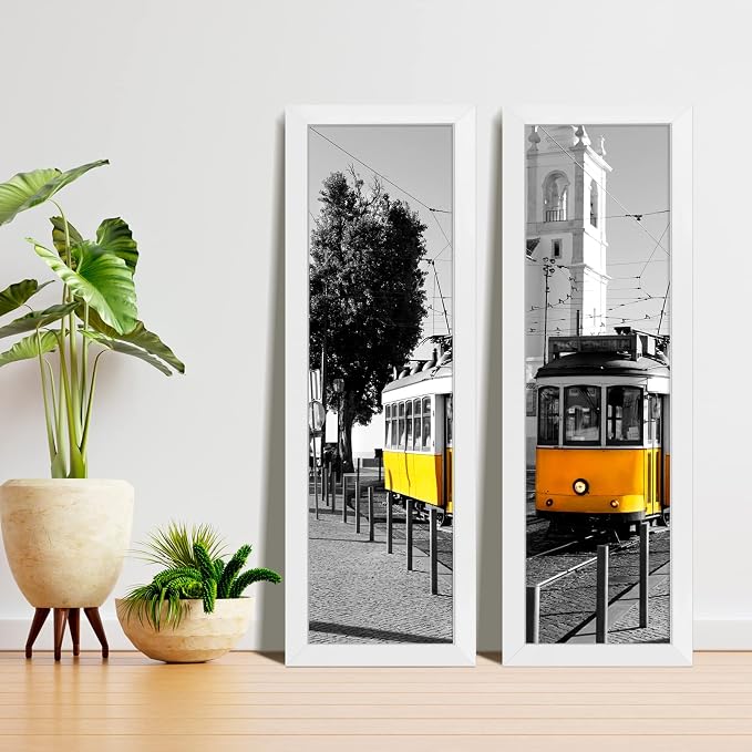 LaVie Home 8x24 Picture Frame White, Panoramic Picture Frame for Wall Decoration, Classic Black Minimalist Style Suitable for Decorating Houses, Offices, Hotels（1 Pack）
