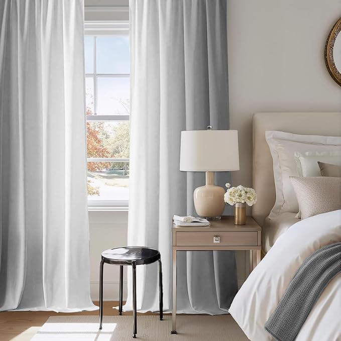Grey and Grayish White Curtains for Living Room 84 Inch Length Ombre Curtains 2 Panel Bedroom Gray Curtains Rod Pocket Light Filtering Window Curtain Modern Gradient Drapes