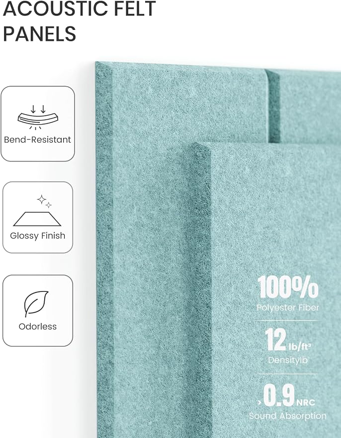 Fluxynara Large Felt Bulletin Board 48" x 36" Cork Board Alternative-12 Pack with 64 Safe Removable Adhesive Tabs, Cork Boards for Walls Cork Board for Home Office Classroom Pin Board-Teal Blue