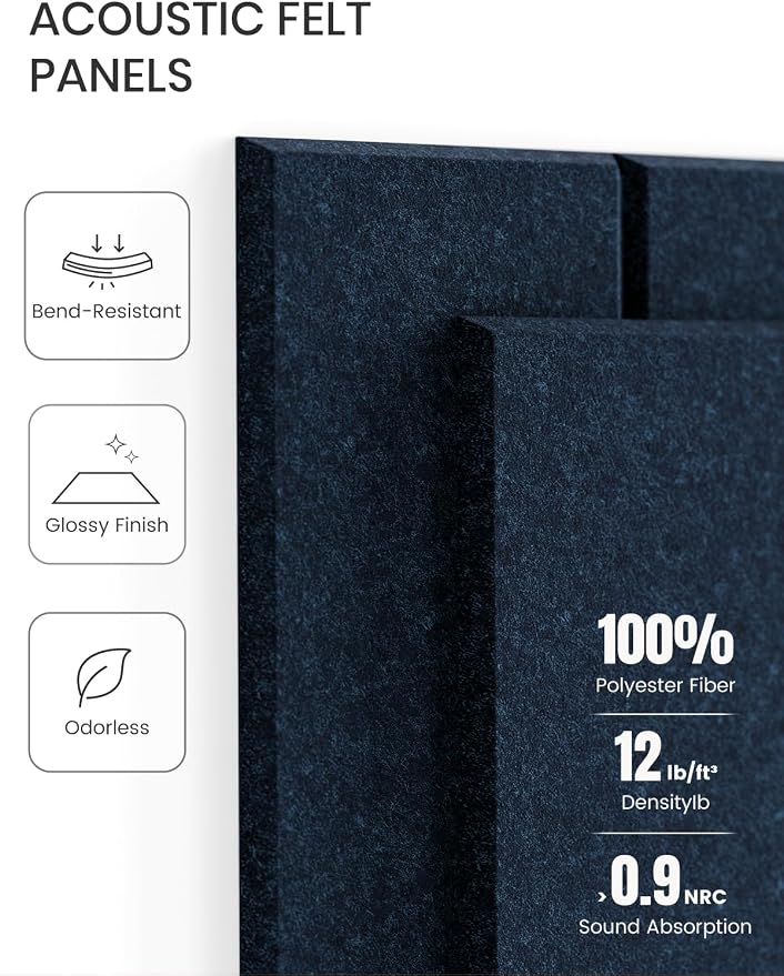 Fluxynara Large Felt Bulletin Board 36"x24" Cork Board Alternative - 6 Pack with 32 Safe Removable Adhesive Tabs, Cork Boards for Walls Cork Board for Home Office Classroom Pin Board-Carbon Blue
