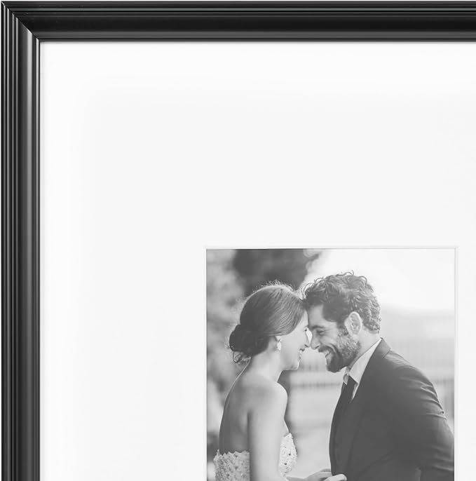 Kate and Laurel Adlynn Rectangle Picture Frame Set of 3; 11 x 14 matted to 5 x 7; Black; Modern Three-Piece Frame Set for Gallery Wall Frame Set in Living Room Wall Decor