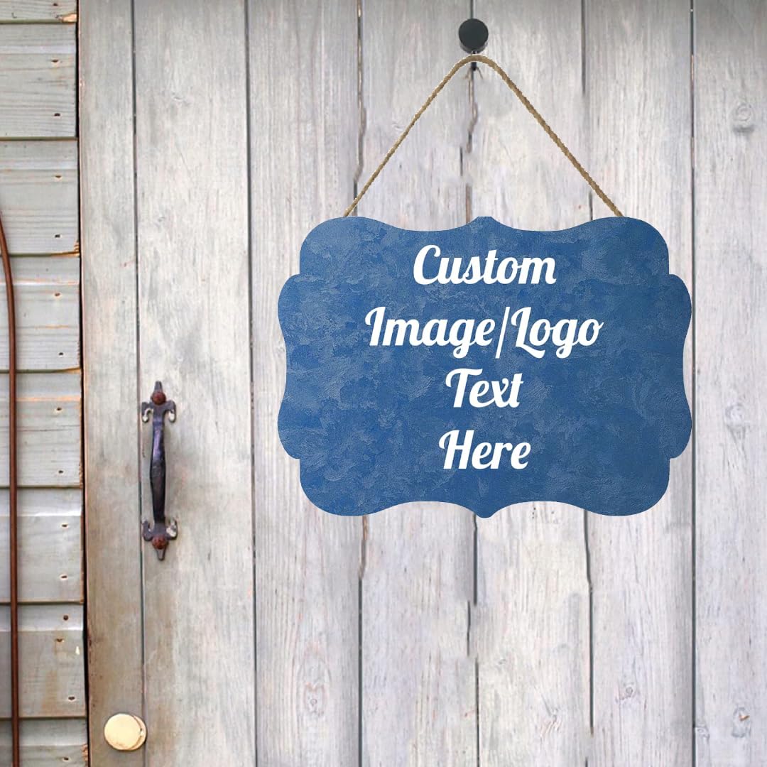 Personalized Wooden Welcome Sign - Customized Image/Text Hanging Door Sign Farmhouse Decor for Home Office - 11.2 * 8 Inch