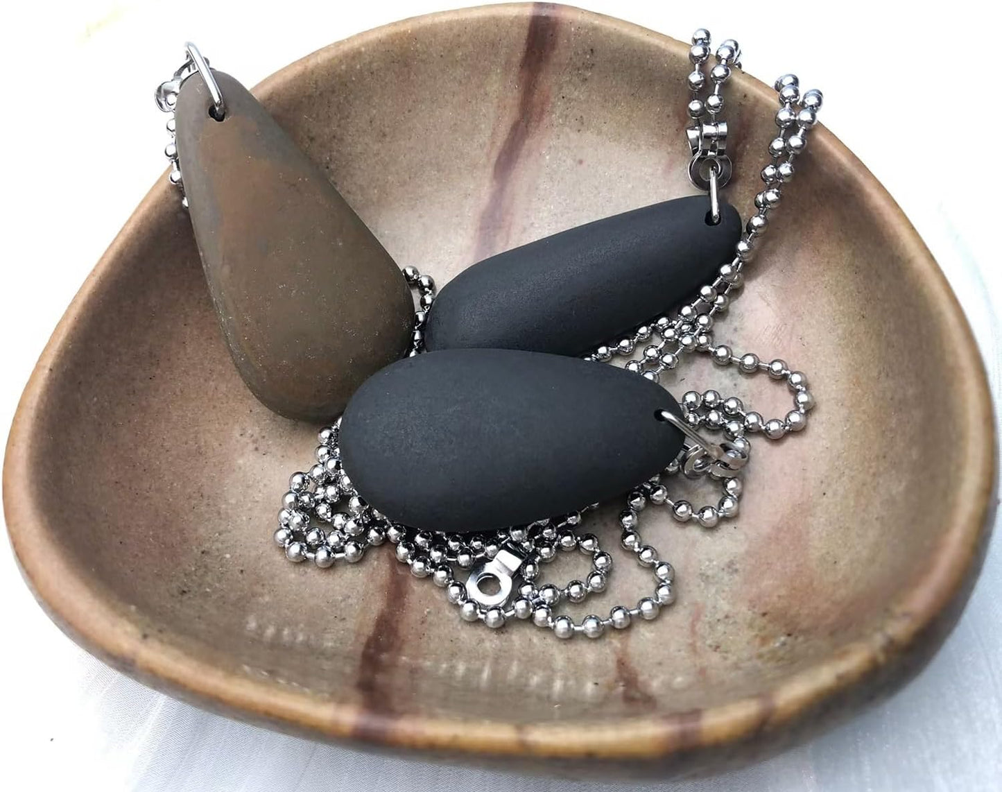 Handmade Decorative Bowl - Natural River Stone Pebble Artisan Crafted Serving Dish | 4-6 Inch Unique Decorative Tray for Home Centerpiece, Jewelry Holder (Brown)