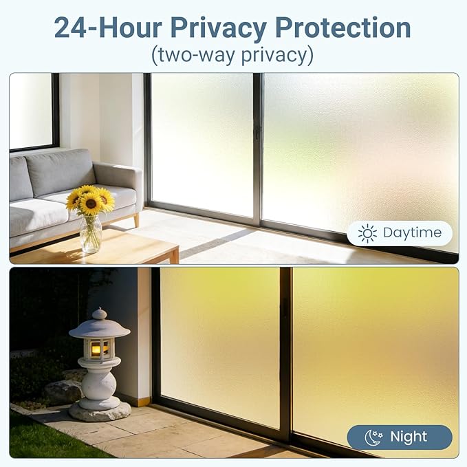 Lovepea Pure Frosted Glass Window Privacy Film 24 Hour Two Way Privacy, Removable, Static Cling, Ideal for Privacy scenarios Such as Home Office Doors and Windows (17.5 x 157.5 Inch)