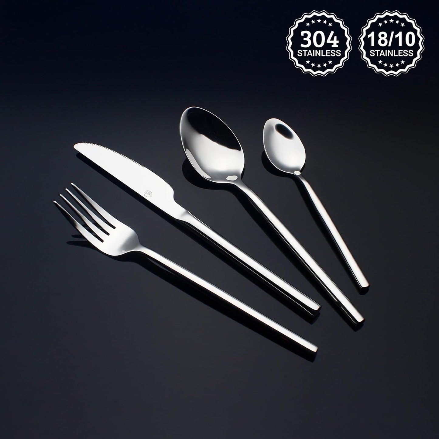 24 Piece Silverware Set For 6 Heavy duty 18/10 Stainless Steel Flatware Set Modern Design Knife/Fork/Spoon Mirror Polished Dishwasher Safe Cutlery Set with Gifts