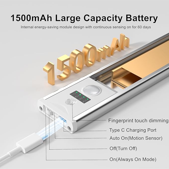 12inch Under Cabinet Lighting,54 LED Rechargeable Battery Operated Motion Sensor Light Indoor,Colors changable 6 Pack Dimmable Closet Lights,Cordless Under Counter Lights for Kitchen,Cupboard
