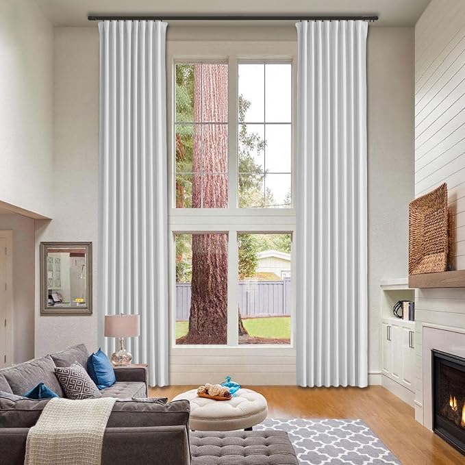Ceiling to Floor Curtains, for Ceiling Track System or Rod with Hooks, Extra Long 2 Story Tall Curtain Adaptable to Various Hanging Methods 84 to 240 Inch Long Multiple Option, Set of 2 Panel