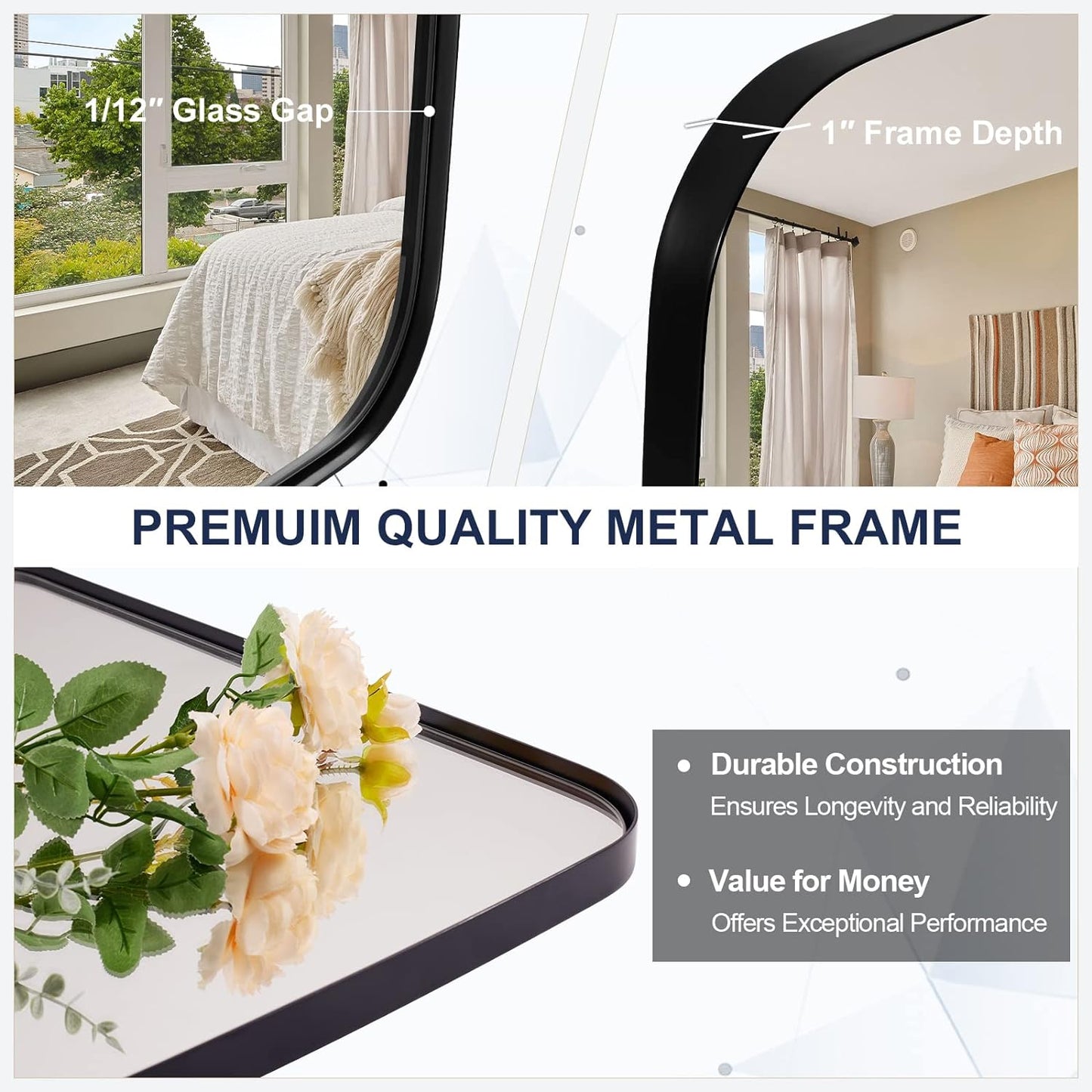 ANDY STAR Black Oblong Mirror, 32x40 Inch Black Oval Mirror for Bathroom with Stainless Steel Metal Frame, Wall Mouned for Bathroom, Living Room, Entryway