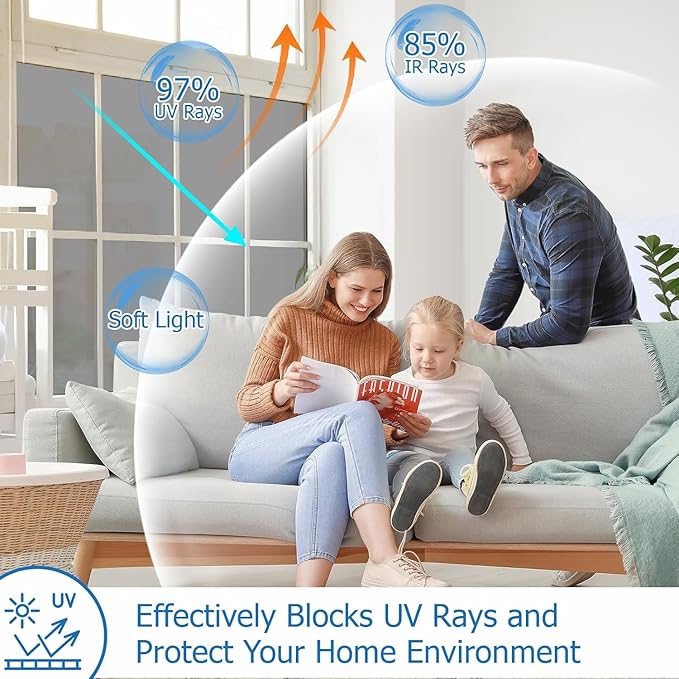 One Way Privacy Window Film 36" x 78.7" with Installation Tools, Silver Mirror Window Tint See Out Not in, Daytime Privacy in Sunny Conditions, Heat Control UV Blocking for Home Office