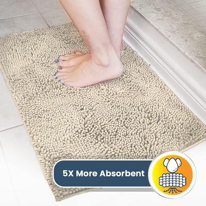Muddy Mat® | Super Water Absorbent Door Mat Indoor, Microfiber Quick Dry Chenille Entryway Rug, Slip Resistant Front Door Mat, Indoor Mats for Entryway, Machine Washable Pet Rug, Ivory 28" x 48"