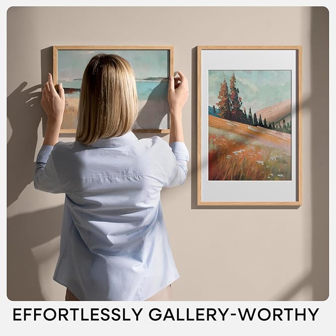 Homeforia 15x21.25 Puzzle Frame Wooden, High End Natural Oak 15 x 21.25 Picture Frames Light Wood without Mat, 21.25x15 Poster Frame for Wall, 15by21.25 Thin Frames, Tempered Glass, Wall Kit, Set of 3