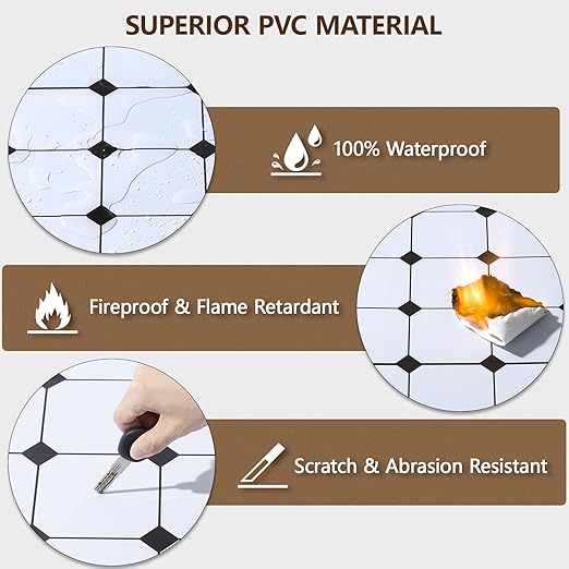 Peel and Stick Floor Tile, 30-Pack 12" x 12" Vinyl Flooring, Waterproof Self-Adhesive Luxury Vinyl Tiles, Easy DIY for Bathroom, Kitchen, Dinning Room, Cover 30 Sq. Checkered Marble
