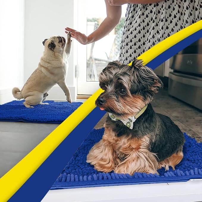 Muddy Mat® | Super Water Absorbent Door Mat Indoor, Microfiber Quick Dry Chenille Entryway Rug, Slip Resistant Front Door Mat, Indoor Mats for Entryway, Machine Washable Pet Rug, Royal Blue 5ft x 7ft