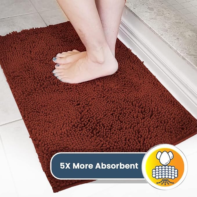 Muddy Mat® | Super Water Absorbent Door Mat Indoor, Microfiber Quick Dry Chenille Entryway Rug, Slip Resistant Front Door Mat, Indoor Mats for Entryway, Machine Washable Pet Rug, Brick Red 20" x 30"