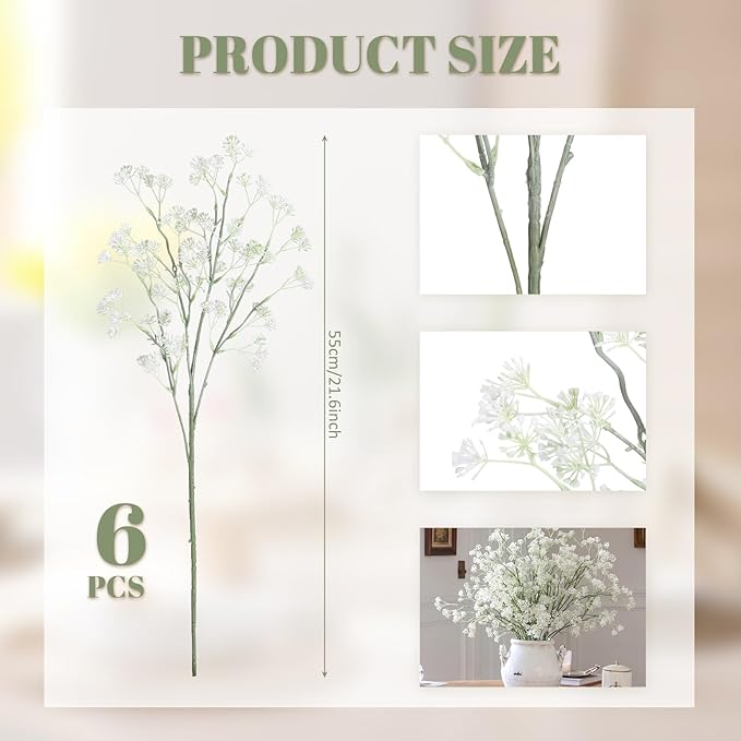 Suncalla 6 Pcs Dusty Plum Berry Stems Spring Faux Eucalyptus Seed Artificial Branches Faux Sedum Berry Spray Picks for Home Mantel Vase Farmhouse Garden Wedding DIY Decorations(White,35 Inch)