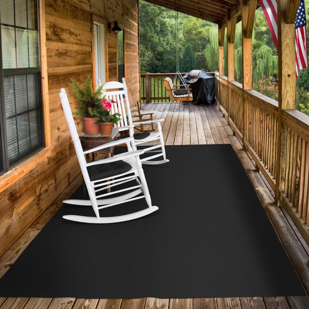 House, Home and More Indoor Outdoor Carpet with Rubber Marine Backing - Black - 6 Feet x 30 Feet - Durable, UV-Resistant - Adds Color and Comfort to Your Deck, Patio or Other Outdoor Rug Space.