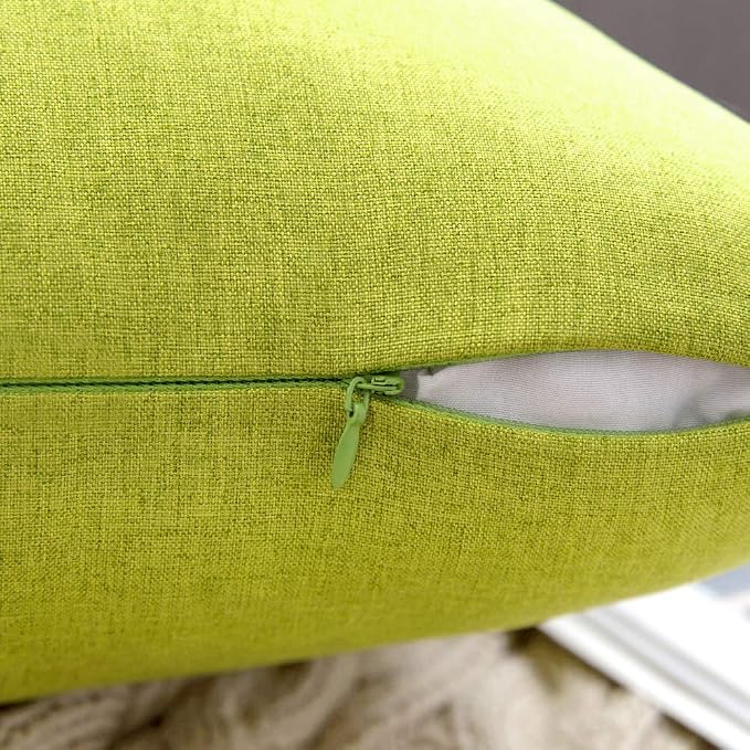 MIULEE Pack of 2 Decorative Outdoor Solid Waterproof Throw Pillow Covers Spring Faux Linen Garden Farmhouse Cushion Cases for Summer Patio Tent Balcony Couch Sofa 20x20 Inch Green