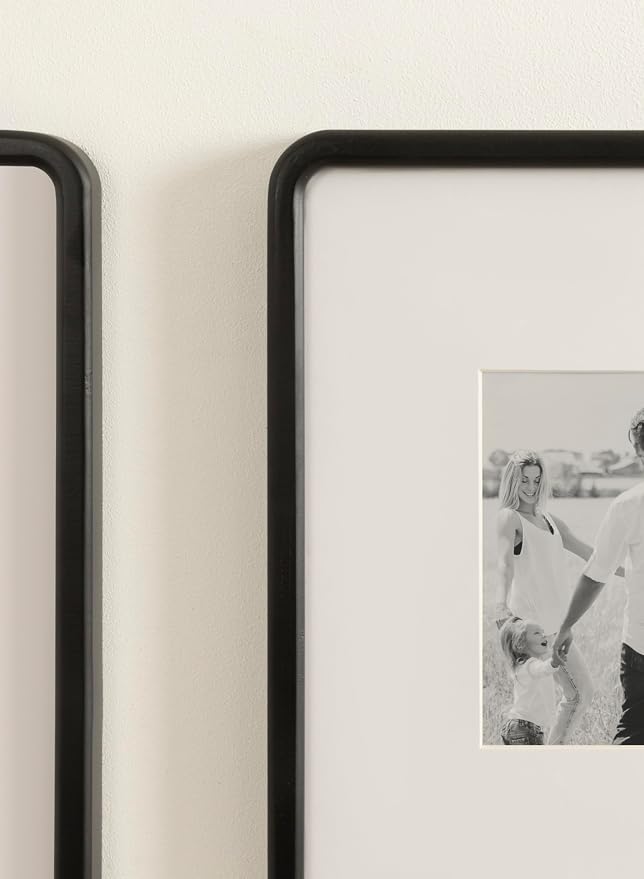 Kate and Laurel Inglewood Modern Wall Picture Frame Set of 3; 11x14 matted to 5x7; Black; Three-Piece Frame Set for Gallery Wall Accent Set in Living Room Decor