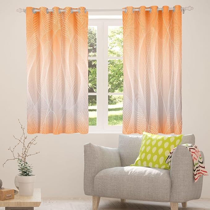 jejeloiu Orange Darkening Drapes Kids Ombre Grey Strip Lines Curtains for Bedroom Living Room Gradient Style Blackout Curtains for Women Men Lightweight Abstract Window Treatments s