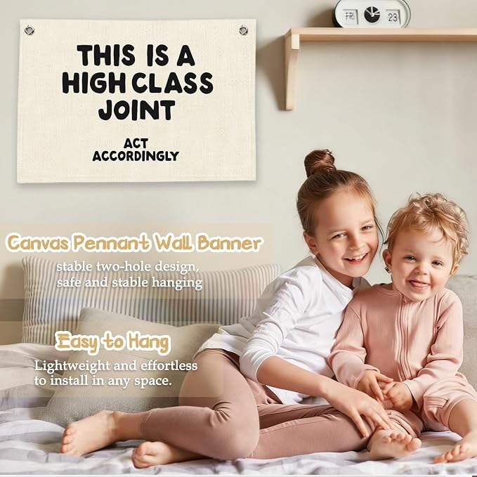 RTXLEZM Funny This Is a High Class Joint Canvas Banner | Neutral Minimalist Modern Wall Hanging for Home Bedroom Living Room Dorm Apartment Decor, 20x30 Inch