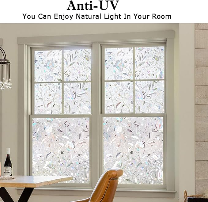 Kromapolis Window Film, Window Privacy Film, Vinyl Glass Covering, Stained Glass Decorative Film, Window Film Privacy Frosted, Static Window Clings, Non-Adhesive, No-Glue (11.8 x 157.4inch)