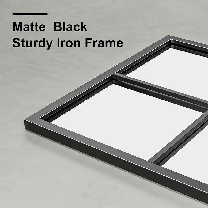 Dewfig Rectangle Wall Mirror, Window Mirror Wall Mounted, 24"x36"in Window Pane Mirrors, Large Black Mirrors for Hanging or Leaning Against Wall Bedroom Vanity Living Room Fireplace Entryway,Black