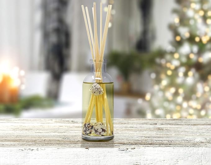 Urban Naturals Reed Diffuser Set, Frosted Pinecones - Bathroom Shelf Décor | Holiday Scented, Pine, Cinnamon, Clove, Cedar wood, Sandalwood and Vanilla Bean Scent Notes