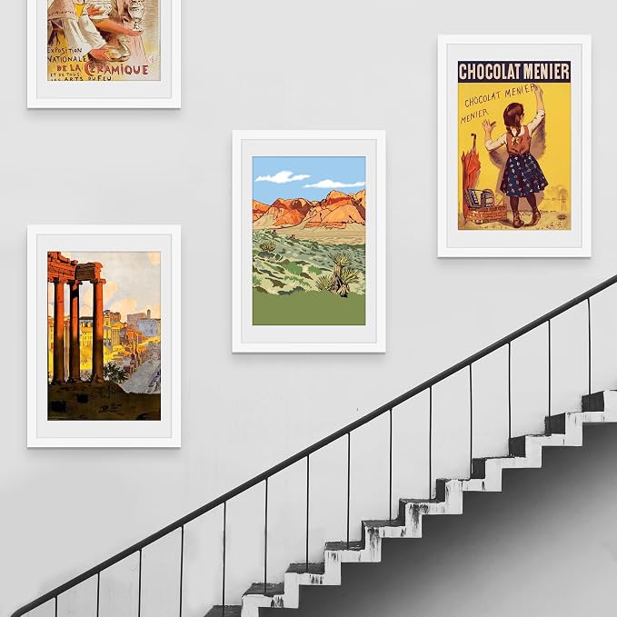Picrit 24x36 Picture Frame 3 Pack, White Poster Frame, Display Poster 20 x 30 with Mat or 24 x 36 without Mat for Horizontal or Vertical Wall Mounting