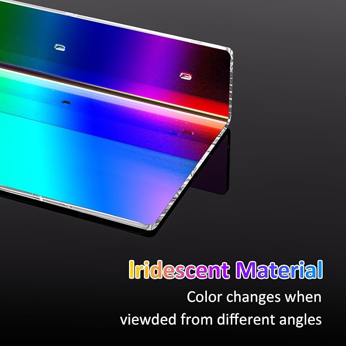Sezanrpt 6 Inches Iridescent Acrylic Wall Shelves Set of 2, Wall Mounted Storage Display Shelves for Bedroom, Gaming Room, Living Room, Bathroom, Dining Room, Office, 2 Pack