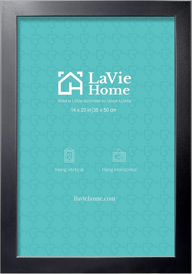 LaVie Home 14 x 20 Picture Frame Black, 14 By 20 Poster Frame for Wall Decoration, Classic Black Minimalist Style Suitable for Decorating Houses, Offices, Hotels, Puzzles Posters Photos or Artwork（1
