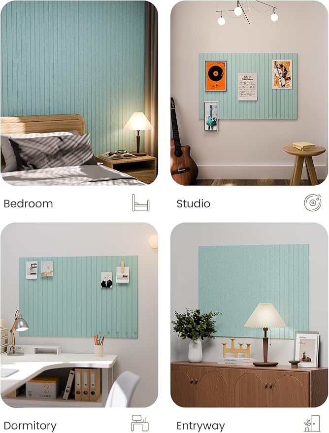 Fluxynara Large Felt Bulletin Board 36"x24" Cork Board Alternative - 6 Pack with 32 Safe Removable Adhesive Tabs, Cork Boards for Walls Cork Board for Home Office Classroom Pin Board-Teal Blue